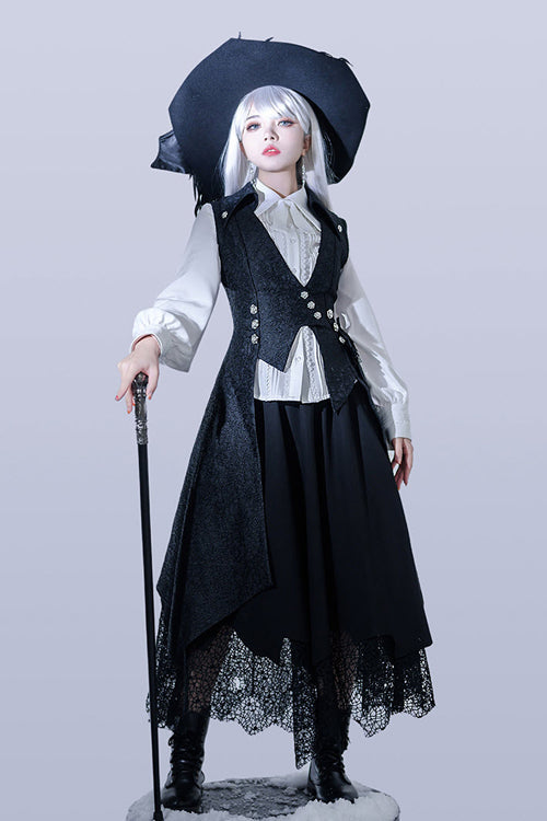Ash-Burned Gothic Long Vest for Women - Ouji - Gothic Edge