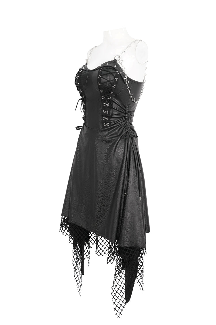 Gothic JSK Dress with Irregular Hem and Lace Accents