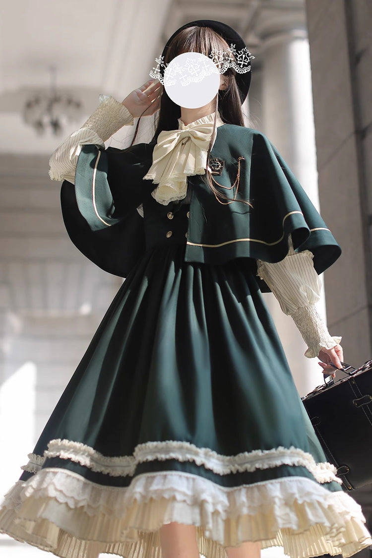 Emerald Artemis SP Ruffle Bow Lace College Style Elegant Lolita Jumper Gown