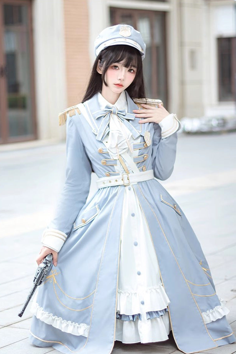 Azure Star Ocean Fantasy Cardigan Bowknot Military Elegant Lolita Dress