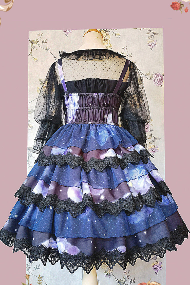 Azure Triple Cloud Print Ruffled Lace Sweet Lolita Dress