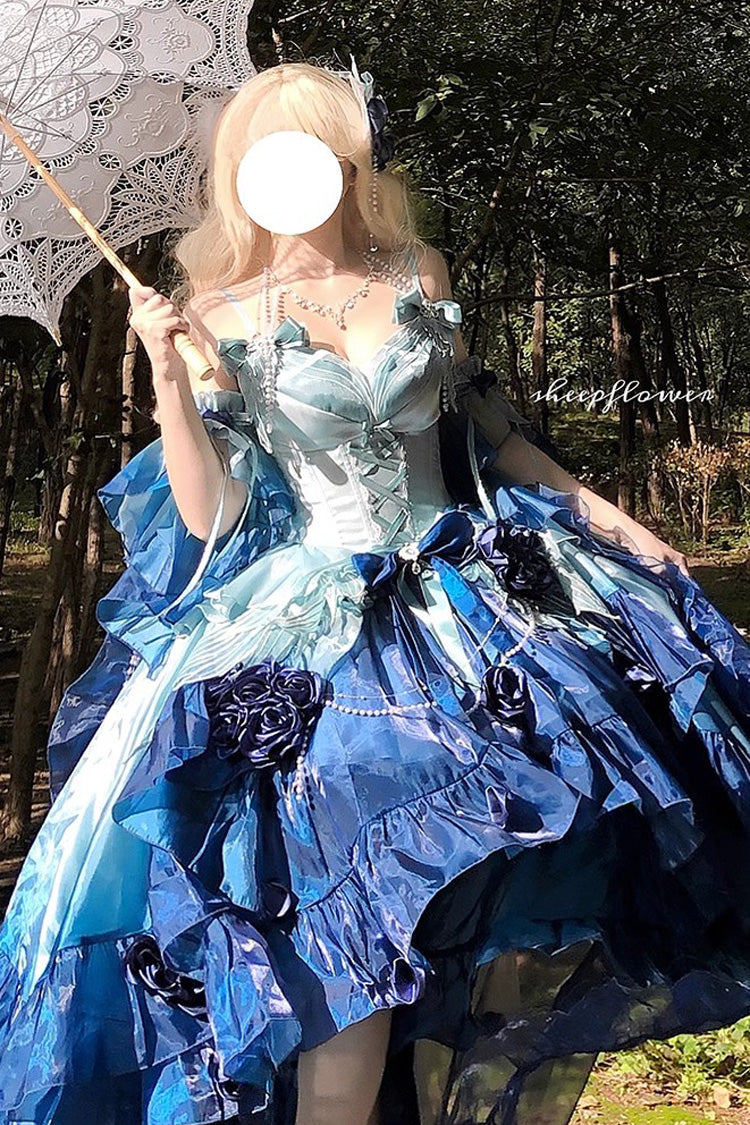 Irregular Hem Ballet Lolita JSK with Bowknot and Lace-Up Front