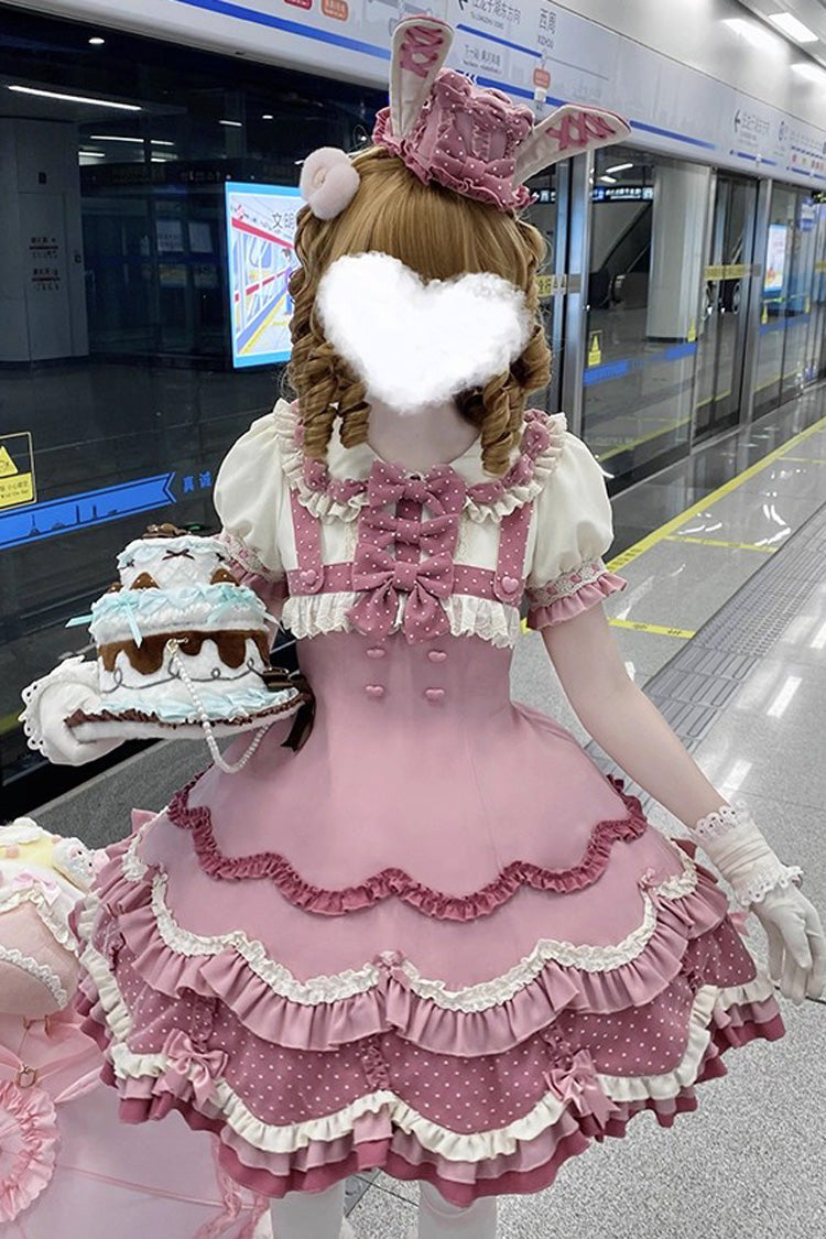 Bunny Parfait Short-Sleeve Multi-Layer Ruffle Bow Lolita Dress