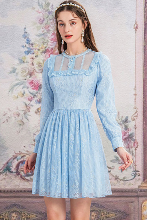 Vintage Round Collar Long Sleeve Lace Sweet Lolita OP Dress