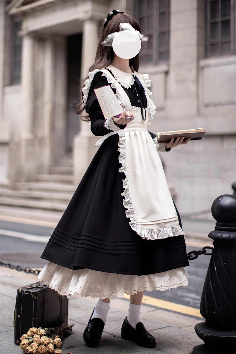 Doll Collar Long Sleeve Ruffle Bow Classic Dress - Angelina