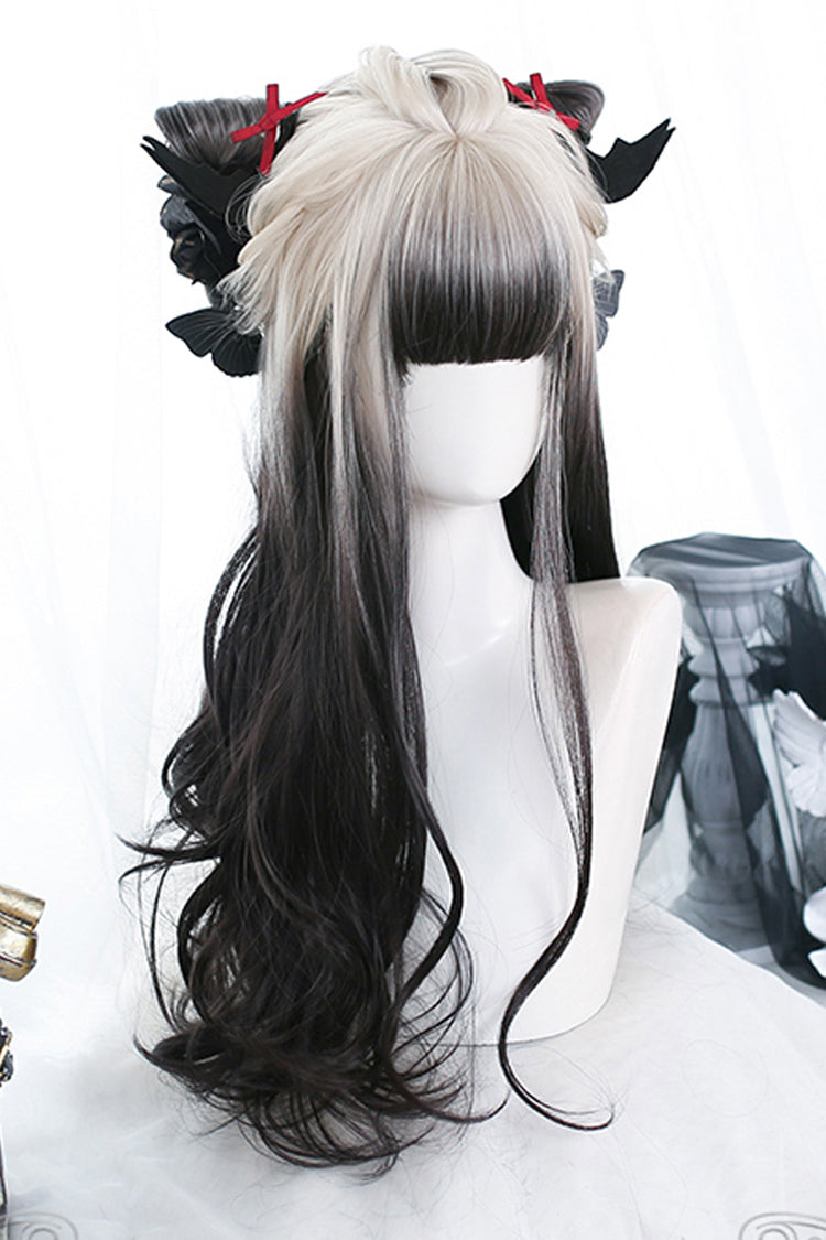 White to Black Ombre Long Curly Traditional Lolita Hairpiece