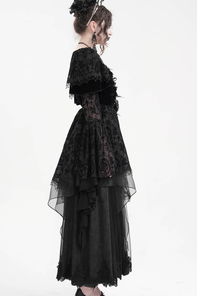 Women's Gothic Dress with Crochet Hanayome Lace and Long Sleeves