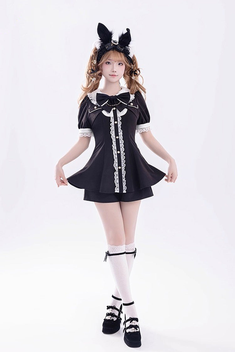 Japanese Jirai Kei Outfit with Bowknot Details
