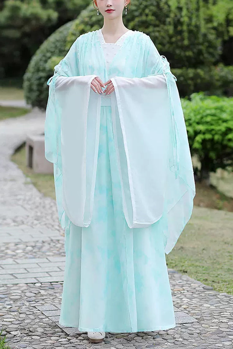 High-Waisted Lace-Up V-Neck Classic Hanfu Dress