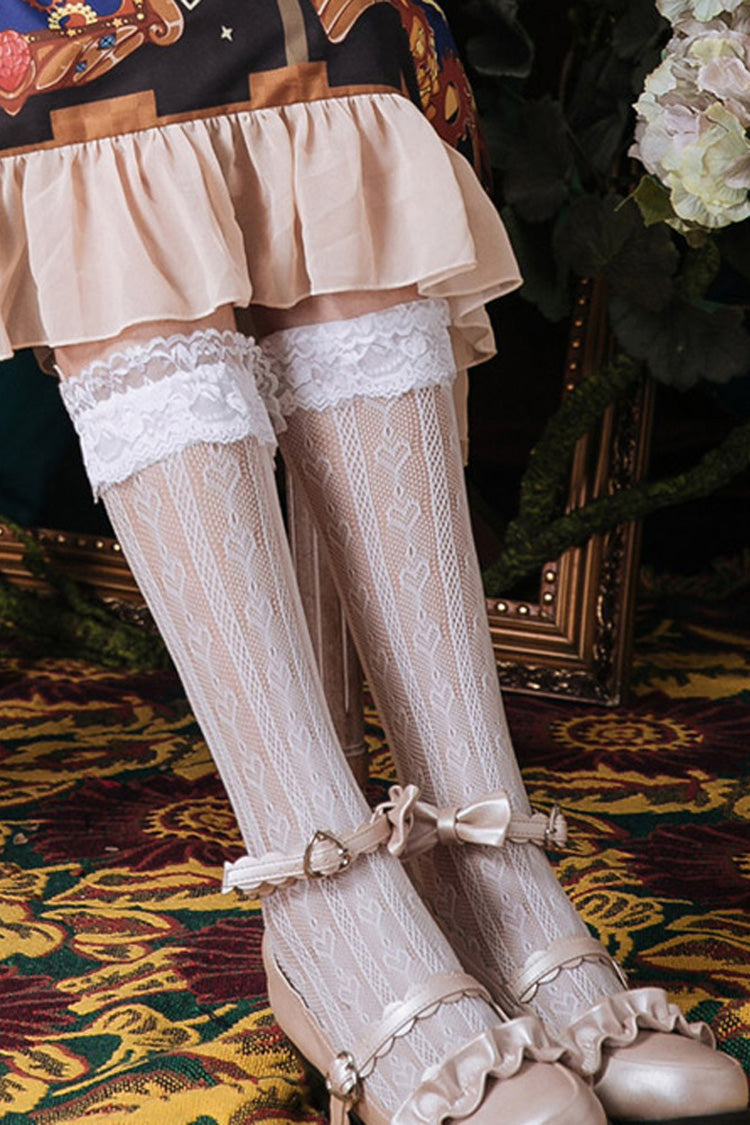 Heart Cutout Lace Hollow Mid-Calf Lolita Socks