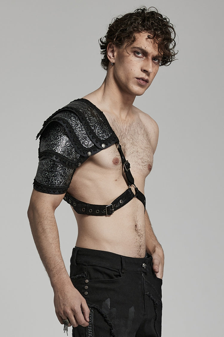 Charcoal Steampunk Shoulder Harness with Embroidery - Gothic Edge