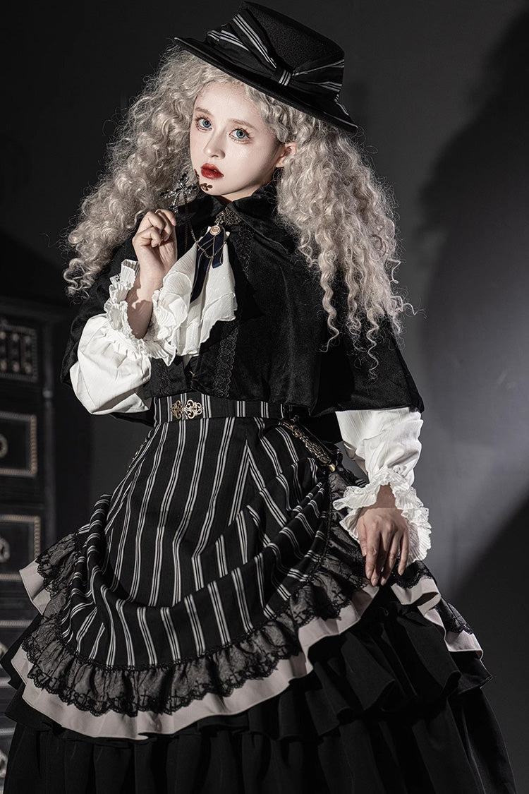 Multi-Layer Striped Ruffle Skirt for Lolita - Gothic Edge
