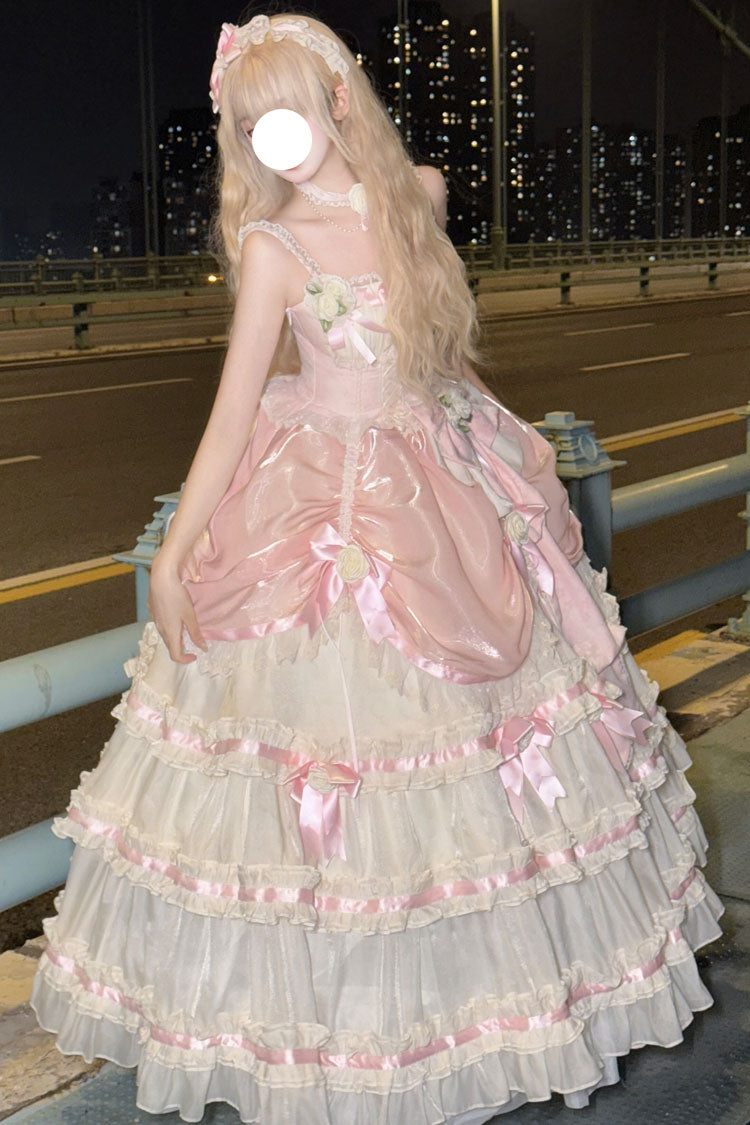 Multi-layer Ruffle Hanayome Bowknot Sweet Princess Gorgeous Long Lolita Jsk Dress