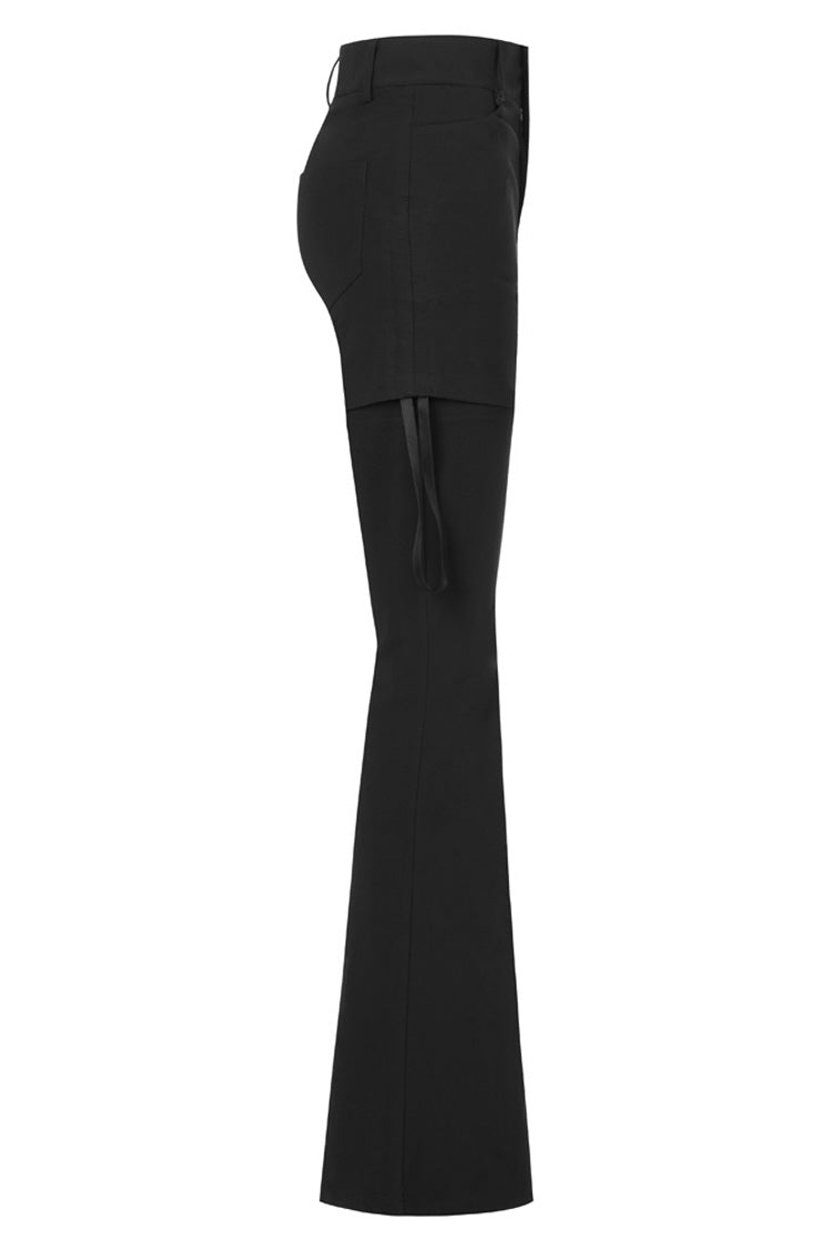 Drawstring Waist Flared Pants with Side Openings
