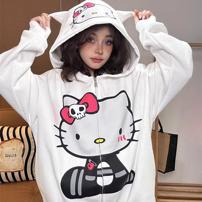 Sweat à capuche ample Spooky Kitty KI399