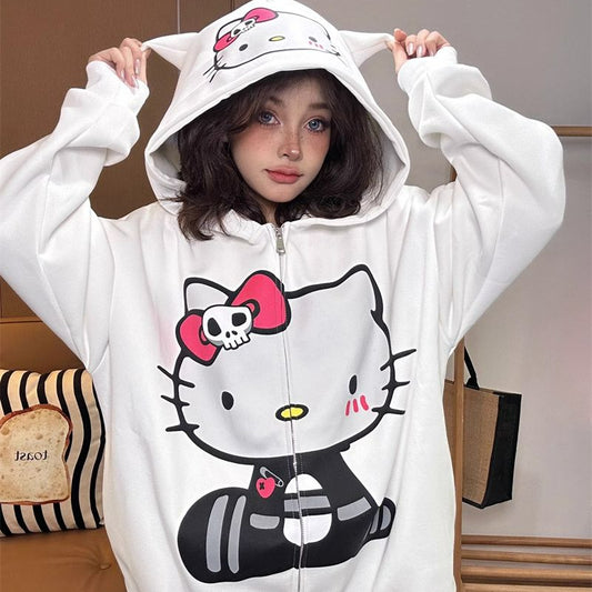 Sweat à capuche ample Spooky Kitty KI399