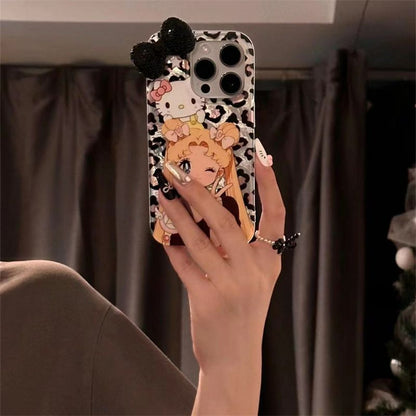 Coque de téléphone à motif de chat de dessin animé KI646