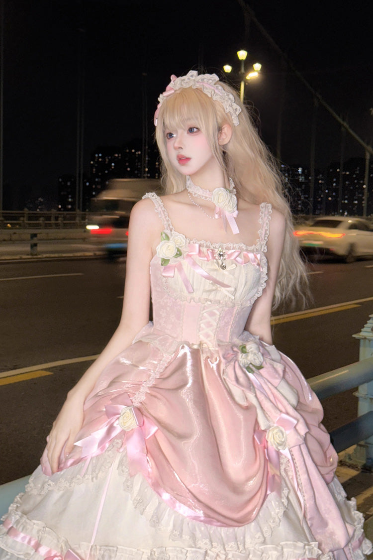 Multi-layer Ruffle Hanayome Bowknot Sweet Princess Gorgeous Long Lolita Jsk Dress