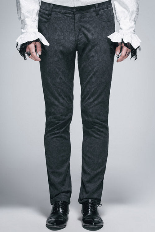 Braided-Strap Jacquard Pants in Dark Gothic Style
