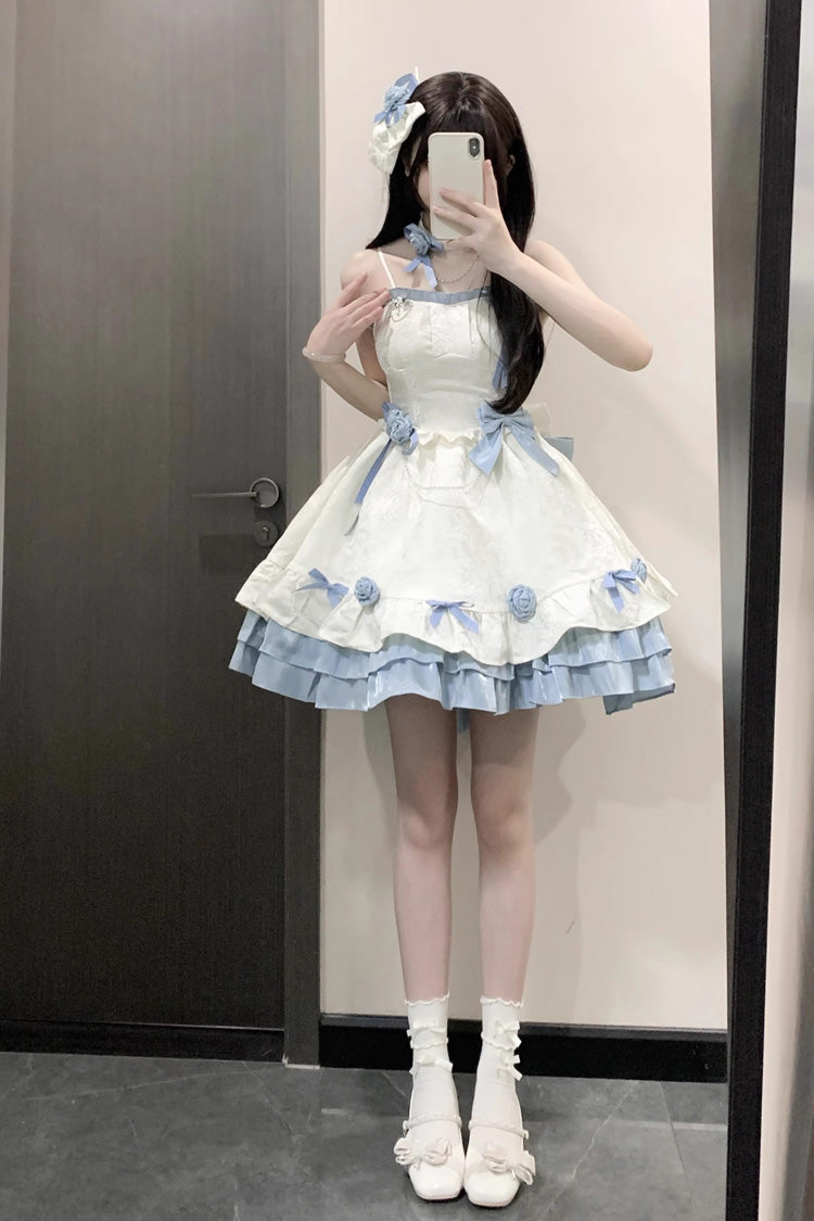 Printed Ruffle Bowknot Sweet Princess Lolita Jsk Dress