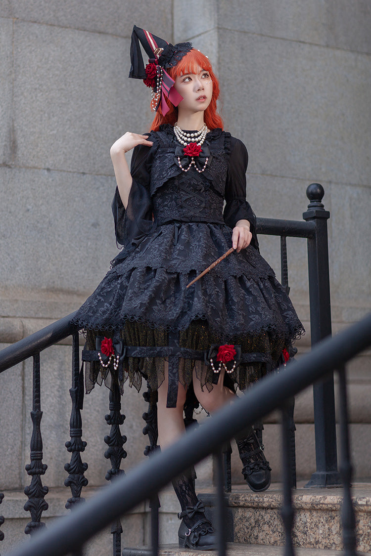 Double-Layered Ruffle Lace Gothic Skirt - Apprentice Witch