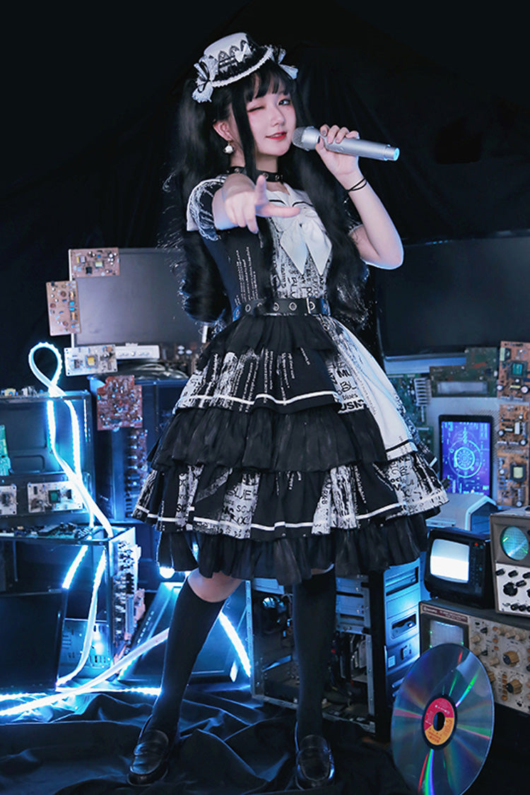 Asymmetric Punk Lolita Dress with Multi-Layered Ruffles