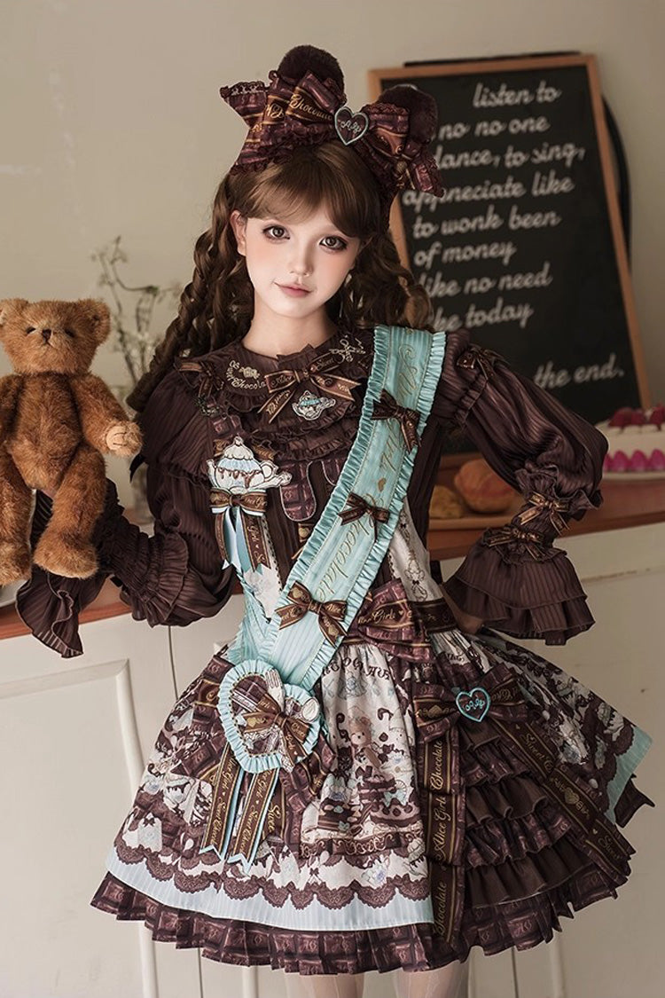Asymmetric Sweet Lolita Strap Dress with Ruffle Side Cardigan