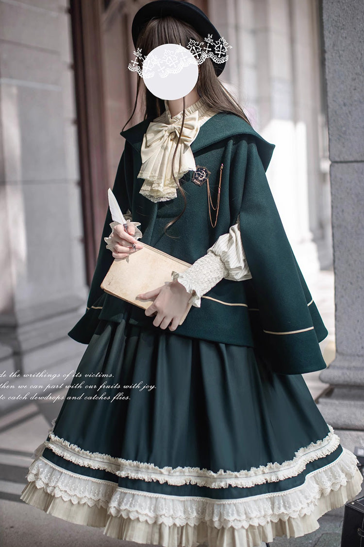 Emerald Artemis SP Ruffle Bow Lace College Style Elegant Lolita Jumper Gown