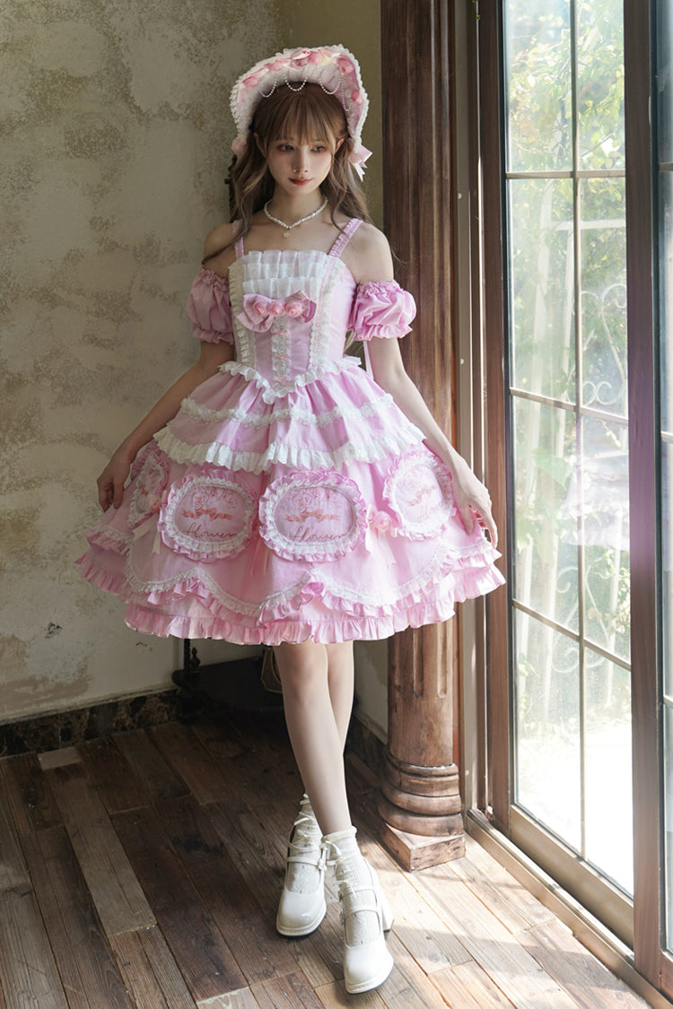 Butterfly Dream Multi-Layer Print Ruffle Bow Princess Lolita JSK