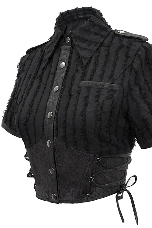 Tattered Short Sleeve Punk Blouse