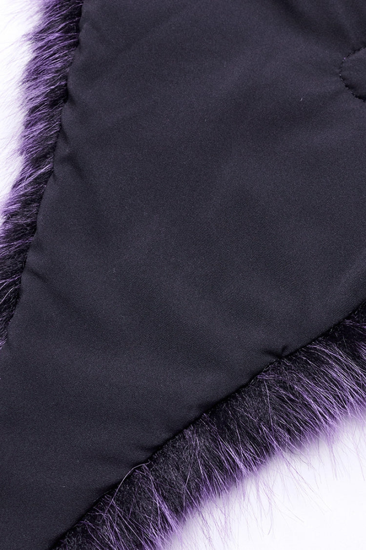 Violet Stand Collar Sleeveless Gradient Faux Fur Women's Gothic Cape