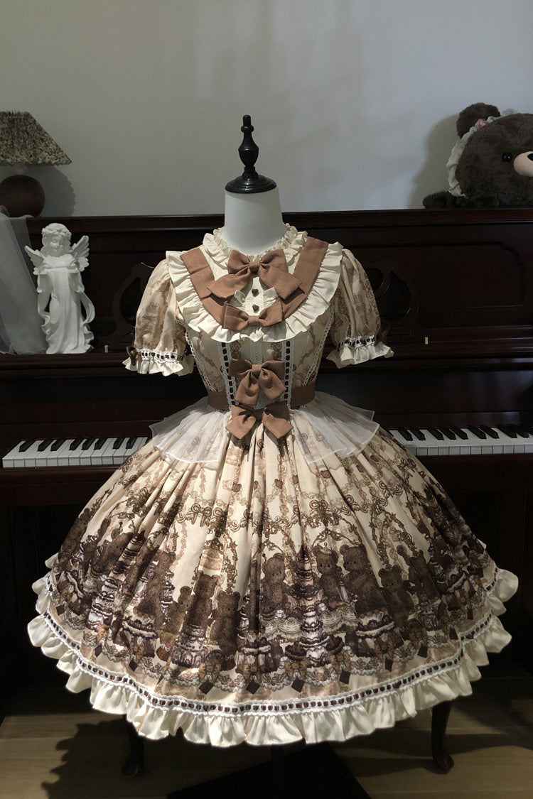 Daily Sweet Lolita Dress with Round Collar and Short Sleeves
