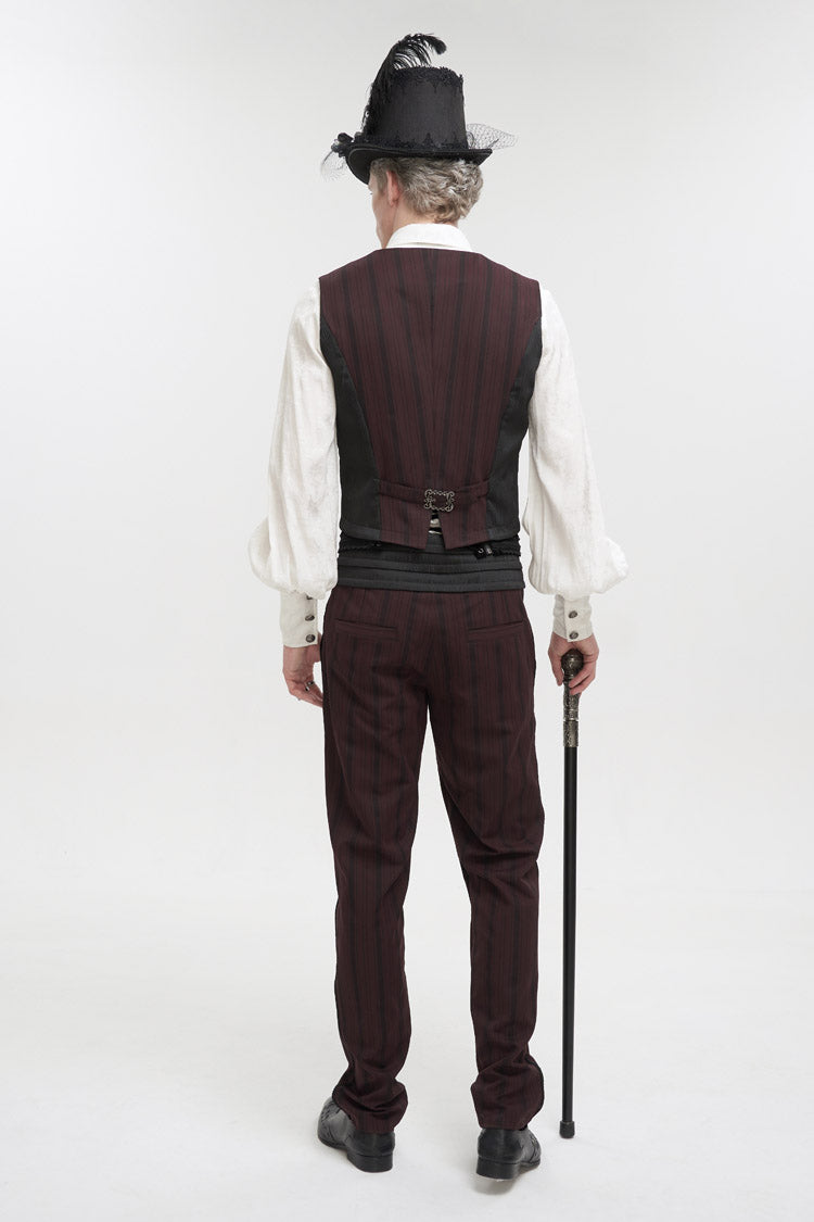 Burgundy Punk Tailcoat with Detachable Swallowtail and Texture