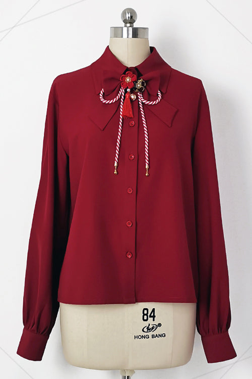 Ruby Lily Rabbit Collared Blouse with Extended Cuffs