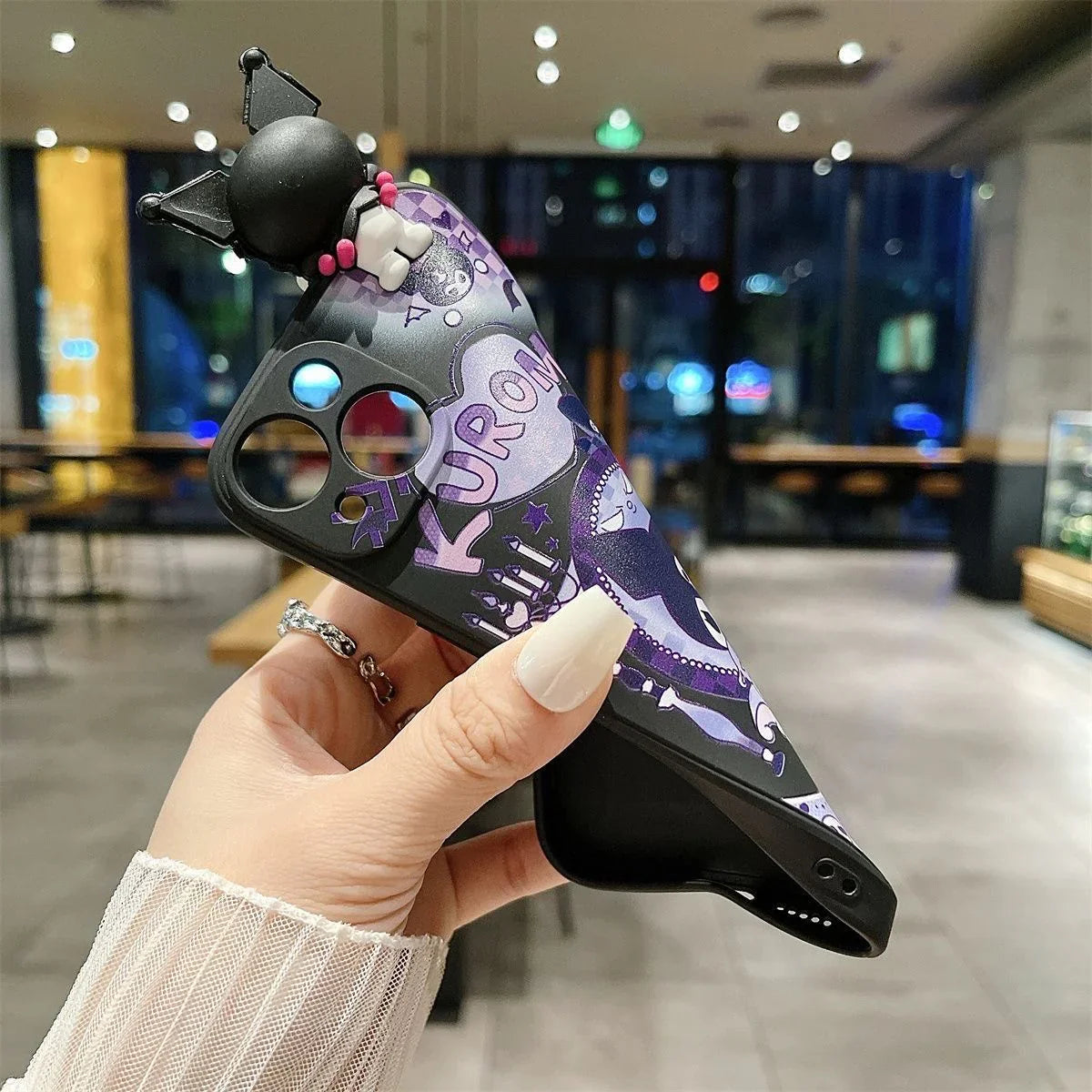 Lanyard Kuromi Charm Case 3D Phone Pearl Chain with