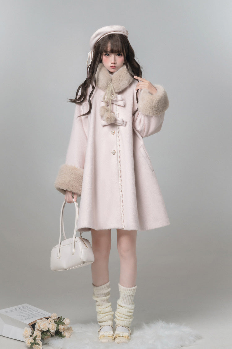 Bella SP Stand Collar Bow Coat Cloak, Long Sleeves Sweet Lolita Outerwear