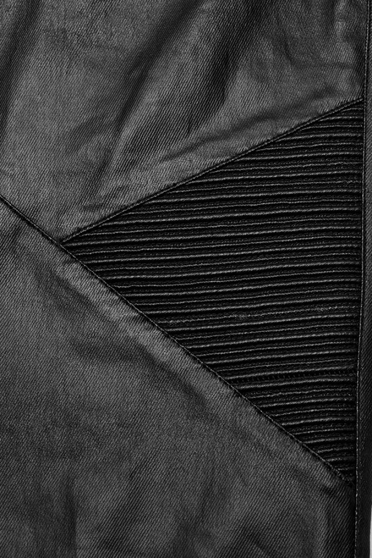 Men's Punk Faux Leather Trousers with Zippers - Noir