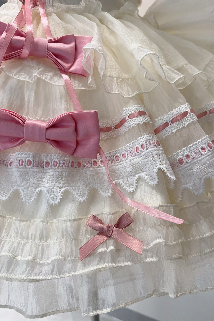 Prelude to Spring Song Sleeveless Multi-Layered Ruffle Bowknot Lace Sweet Princess Ballet Lolita Jsk Dress