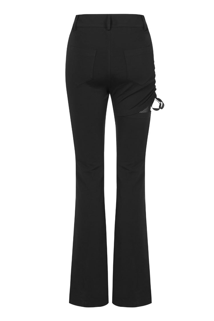 Drawstring Waist Flared Pants with Side Openings