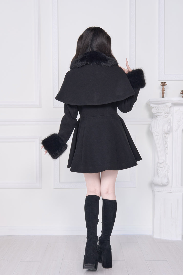 Sweet Lolita Coat with Bowknot and Plush Collar - Gothic Edge