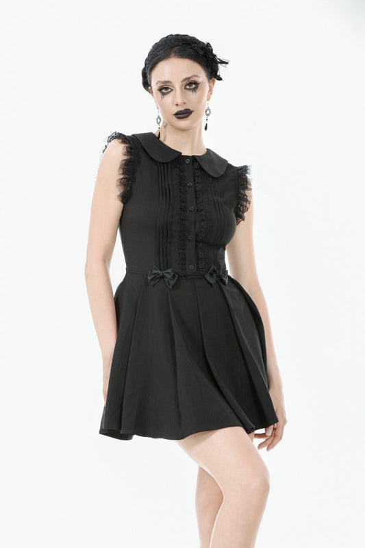 Peter Pan Collar Sleeveless Pleated Graduation Dress