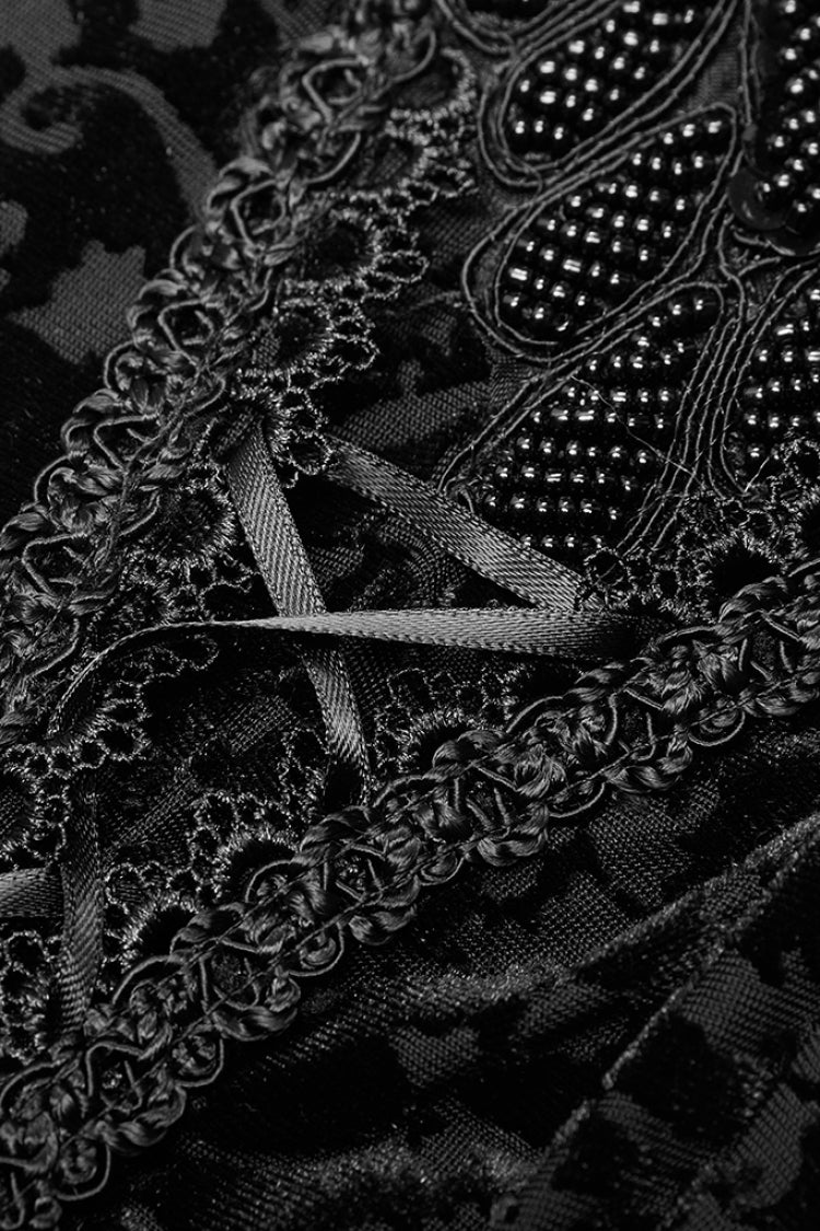 Gothic Leggings with Jacquard Pattern for Women in Black