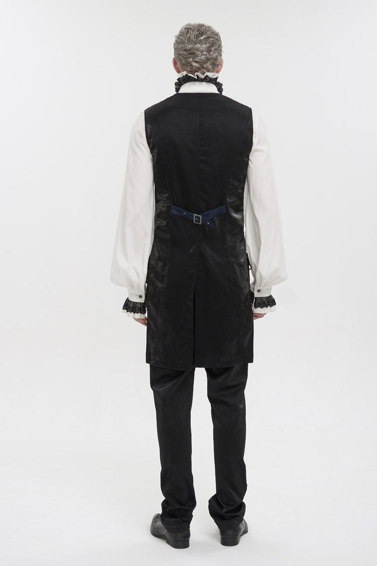 Azure Retro Non-Stretch Mid-Century Gothic Tuxedo Vest for Men