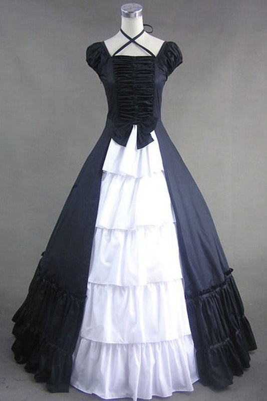 Victorian Gothic Lolita Strap Dress with Bowknot Cardigan and Multi-Layer Pleats