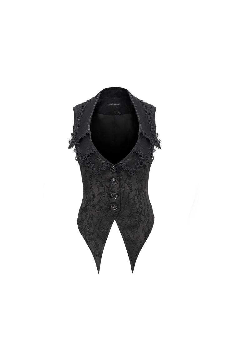 Ebony Floral-Embroidered Backless Corset Lace Goth Top