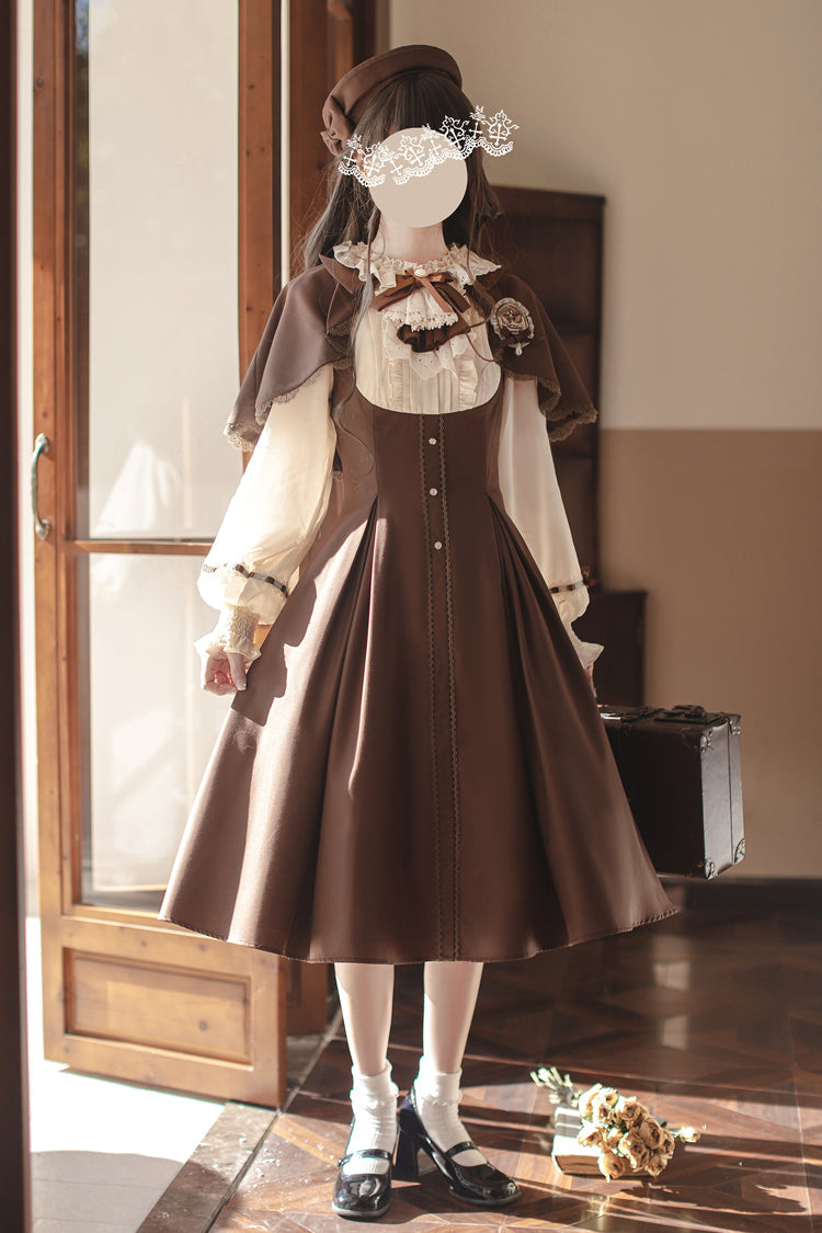 Vintage College Style Elegant Lolita Dress with Ruffle Details