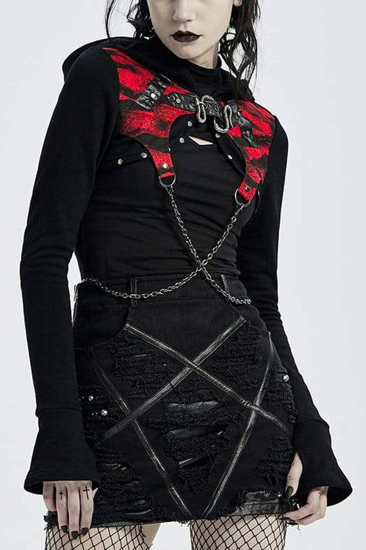 Steampunk Women's Hooded Coat with Ornate Chain Stitching - Dual Tone