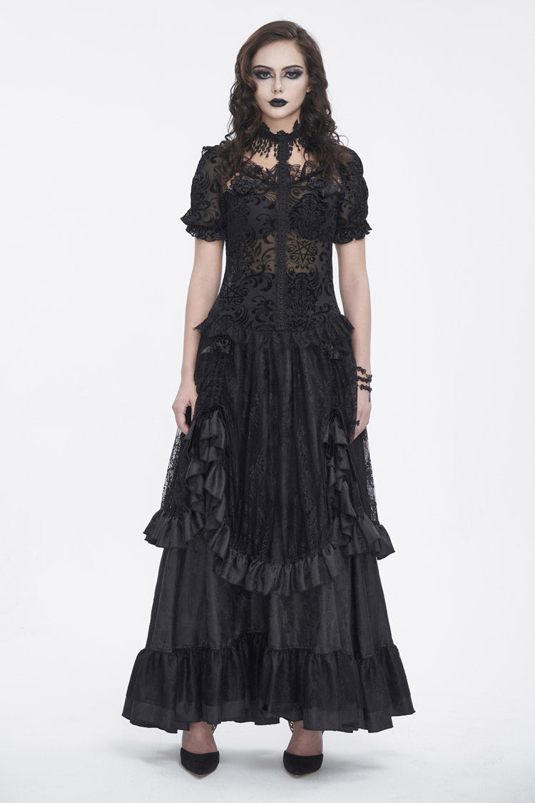 Gothic Blouse with Lace and Sheer Panels