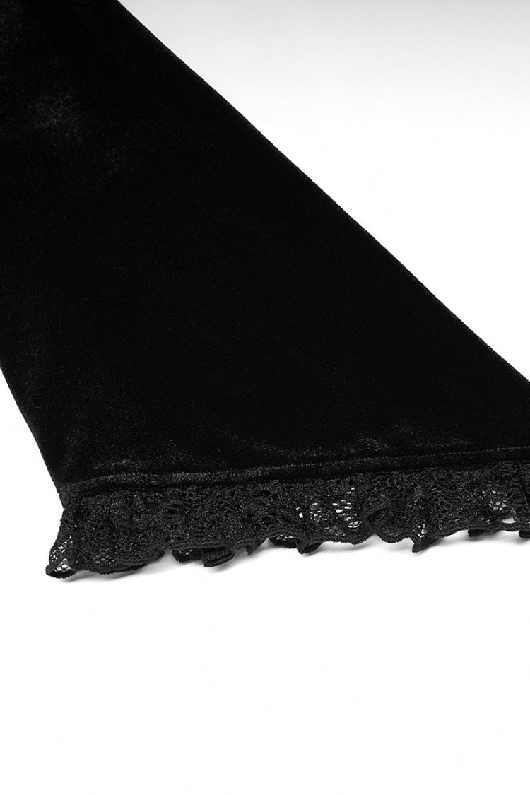 Flared Bell Sleeve Lace Patch Asymmetrical Gothic Gown - 2 Colors