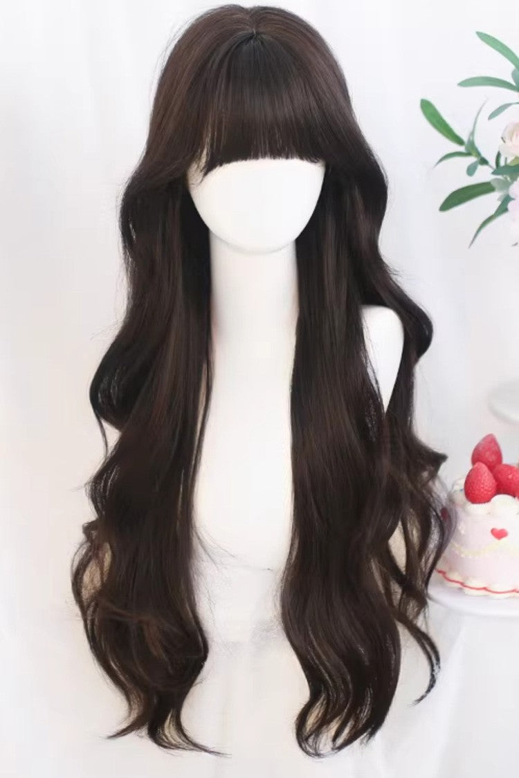 Wavy Long Daily Lolita Wig with Airy Bangs - 5 Tones